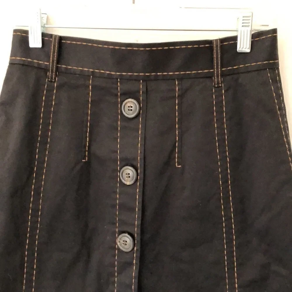 Gridear Black Button Front Western Cowgirl Denim Skirt Size 3